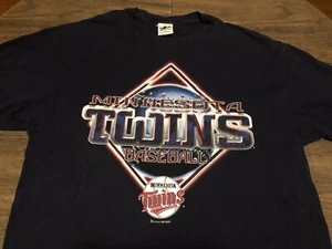 Vintage 2003 Minnesota Twins MLB Baseball Navy Blue T Shirt - Picture 1 of 7