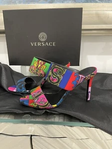 Versace Royal Pattern Sandals Printed Silk Size 37/7 - Bild 1 von 6