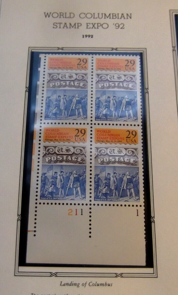 SCOTT STAMP # 2616 WORLD COLUMBIAN STAMP EXPO 1992  29 CENT PLATE BLOCK - MNH - Image 1 of 1