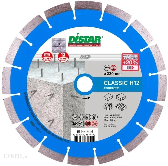Diamond Blade 1A1RSSC3 232x2, 4/1, 6x12x22, 23 Classic H12 Reinforced Concrete - Image 1 of 1