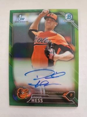2016 Bowman Chrome Prospects Auto 1st David Hess #CPA-DH True Green Auto 42/99 - Image 1 of 4