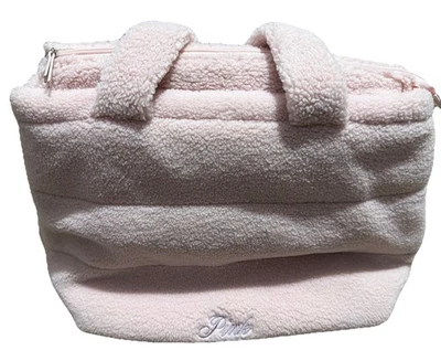 维多利亚的秘密粉红色 SHERPA FLEECE 标志旅行海滩 GYM 托特包拉链新品 — 第 1/4 张图片