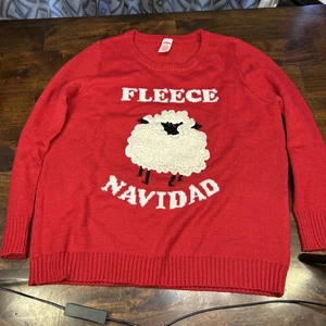 Suéter Holiday Time FLEECE NAVIDAD Lana Oveja Rojo Feo Navidad Talla XL 16/18 - Imagen 1 de 9