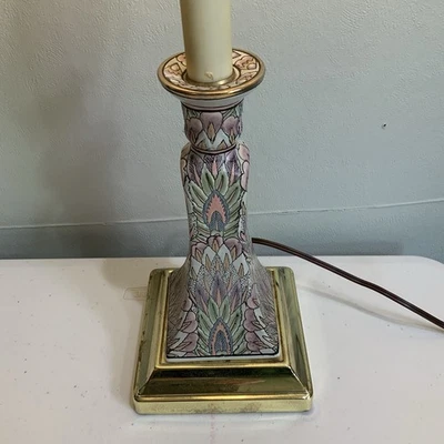 Leviton Chinoiserie Candlestick Table Lamp Porcelain Asian Chinese Decor USA - Image 1 of 4