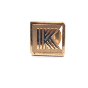 Gold Square K Logo Modernist Monogram Minimalist Letter Initial Enamel Lapel Pin - Picture 1 of 3