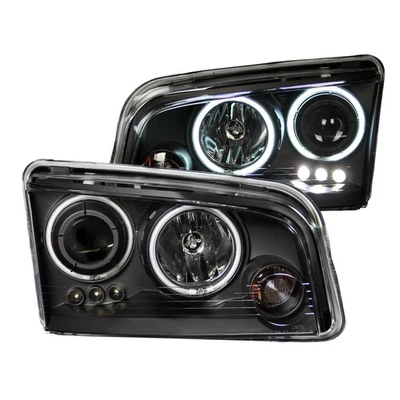 Anzo 121218 Black Clear Lens Projector Headlights w/ Halo for 06-10 Charger Foto 1 de 4