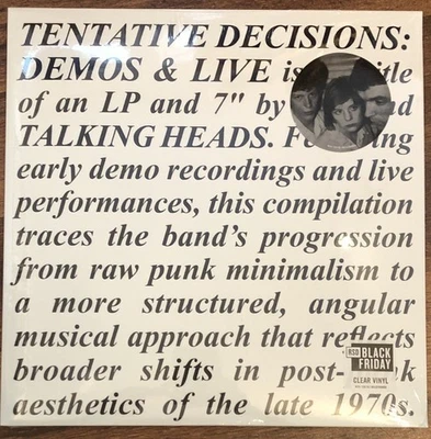 TALKING HEADS Tentative DECISIONS:DEMOS & LIVE Clear LP +7" Vinyl New RSD BF '25 - Image 1 of 2