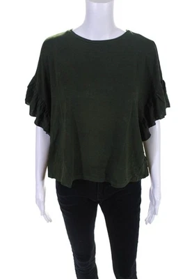 Velvet Womens Dorian Flutter Sleeve Knit Tee Shirt Green Size XS - Image 1 of 4