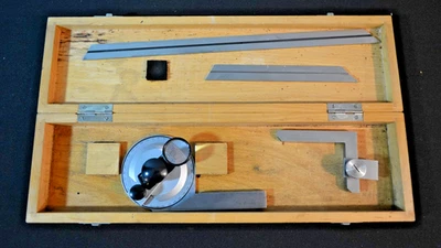 CSE Universal bevel protractor machinist original wood box - Image 1 of 4