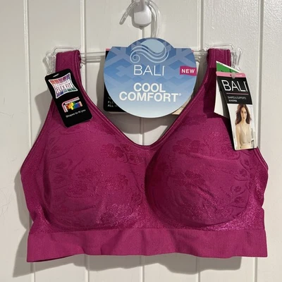 Sujetador inalámbrico Bali Cool Comfort talla grande rosa suave elástico soporte ajuste flexible Foto 1 de 4