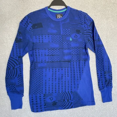 Volcom VTG Mens Size SMALL Rogan Printed Thermal Long Sleeve Shirt Blue 90s Y2K - Image 1 of 4
