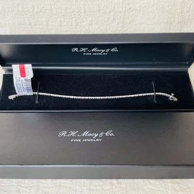 1.0 CTTW Natural Diamonds 14K White Gold Tennis Bracelet 7.2 inches 4.57g - NWT! - Image 1 of 4