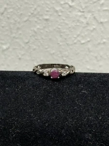Vintage Sterling Silver Ruby? and Cubic Zirconia Ring 925 Size 10 Women's - Picture 1 of 8
