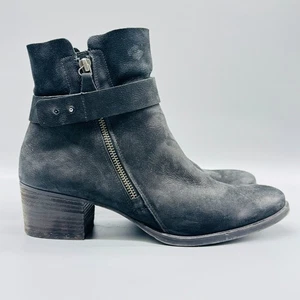 Paul Green Boots Womens 10.5 Black Leather Dallas Block Heel Ankle Double Zip - Picture 1 of 11