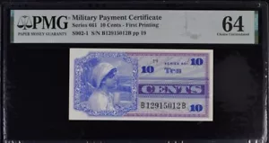 Military Payment Certificate, 10 Cents Series 661 Military Payment Certificate - Picture 1 of 2