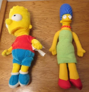 Bart Simpson Stuffed Plush Toy Nanco The Simpsons 10” 2005 & Marge Simpson 11" - Picture 1 of 10