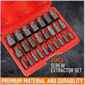 25 Pcs Multi-Spline Screw Extractor Set Hex Head Bit Socket Wrench Bolt Remover