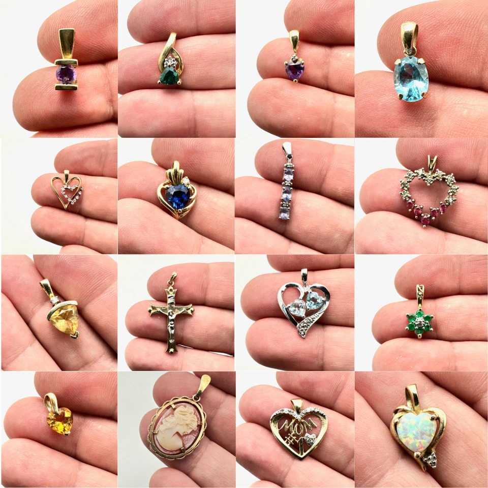 Подвески из золота 10 карат с драгоценными камнями аметист сапфир медальон опал синий топаз на ваш выбор - Изображение 1 из 1