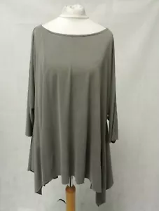 La Vaca Loca Ladies Dip Hem Top Khaki One Size LN110 AG 05 - Picture 1 of 4