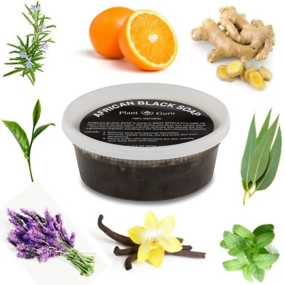 Pasta de jabón negro africano perfumada crudo orgánico 100 % puro con aceites esenciales Foto 1 de 4