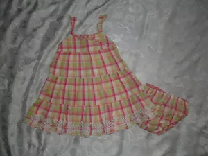 VINTAGE Baby Girls JANIE And JACK Plaid SPRING SUMMER Dress Sz 6-12 M - Picture 1 of 1