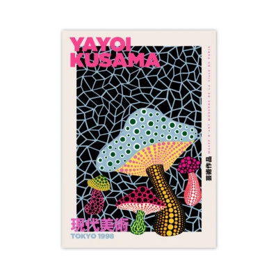 Yayoi Kusama Mushrooms Art Print, Mushroom Art, Yayoi Kusama Poster (unframed) - Image 1 of 3