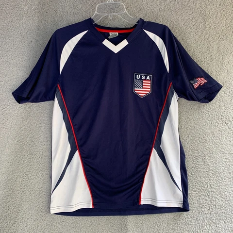 Rhinox USA Jersey Men's Small Soccer Training Navy Blue White American Flag Cover