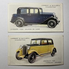1934 LAMBERT & BUTLER MOTOR CARS VINTAGE TRADING CARD LOT OF 2