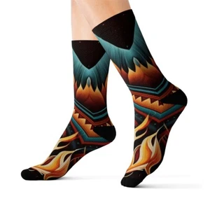 All Over Print Adult Socks Southwestern Navajo Pattern Aztec Native American - Picture 1 of 9