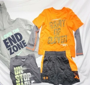 Little Boys Lot (4) Clothing NIKE & UNDER ARMOUR Shorts & Shirts Sz 4 - Picture 1 of 5