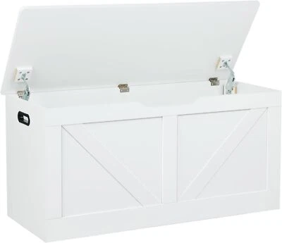 Cofre de almacenamiento de 39,4", banco de almacenamiento de madera, maletero de almacenamiento grande con 2 bisagras de seguridad Foto 1 de 4