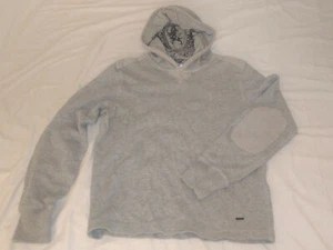 NEW EXPRESS BRAND SweatShirt Hoodie Sweater MENS S small Grey Gray ELBOW PADS - Picture 1 of 1