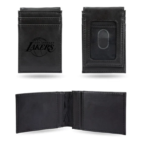 Los Angeles LA Lakers NBA Laser Engraved Black Front Pocket Wallet / Money Clip Cover