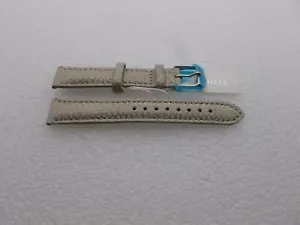 Genuine Michele 16mm Aqualino Silver Genuine Leather Watch Band Strap NEW - Picture 1 of 4