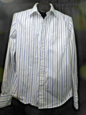 Camisa Aeropostale Mujer Pequeña/Pequeña Azul y Blanco Rayas Manga Larga Busboy Foto 1 de 4