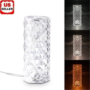 USB LED Crystal Table Lamp Diamond Rose Night Light Touch Atmosphere Bedside Bar - Picture 1 of 6