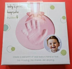 TINY IDEAS BABY'S PRINT HAND OR FOOT KEEPSAKE SET NEW NON TOXIC AIR DRY PINK - Picture 1 of 10