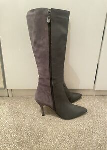 Grey Leather Suede Knee High Boots Pied a Terre Nine West Reiss Style Size 38 /5
