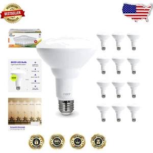 Flicker-Free Dimmable LED BR30 Bulbs, Long-Lasting 12-Pack, 2700K Warm Light - Picture 1 of 12