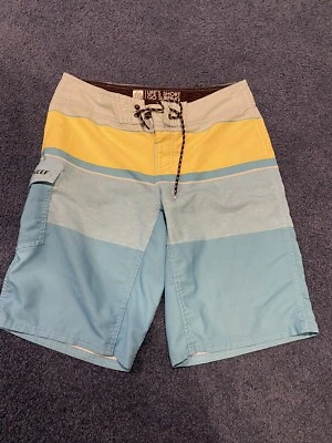 Pantalones Cortos Reef Para Hombres Natación Tabla de Surf Azul Amarillo Bloque de Color Talla 30 con Bolsillo Foto 1 de 4