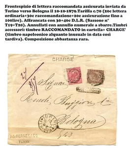 Q14 - Frontespizio di lettera assicurata 1879. Vedi foto. - Foto 1 di 1