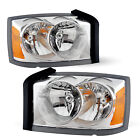 For 2005-2007 Dodge Dakota Headlights Chrome Amber Pair Headlamps Set of 2PC L+R