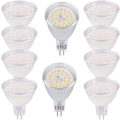 Mr16 LED Bulb 4W 3000K Warm White/6000K White 12V Low Voltage with Glass  10 Pcs - Image 1 of 4