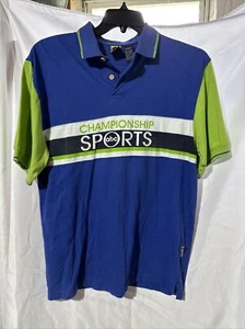 Vintage Retro ABC TV Wide World Sports Championship Blue White Green Polo M - Picture 1 of 6
