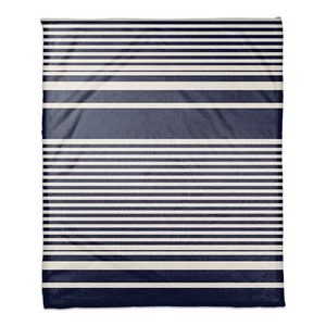 Creative Products Navy Stripes 50 x 60 Coral Fleece Blanket - Picture 1 of 3