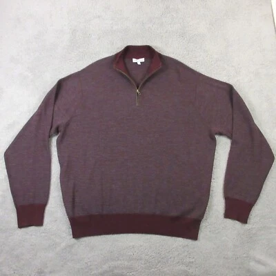 Peter Millar 双色破损球衣四分拉链毛衣男式 2XL 美利奴羊毛 — 第 1/4 张图片