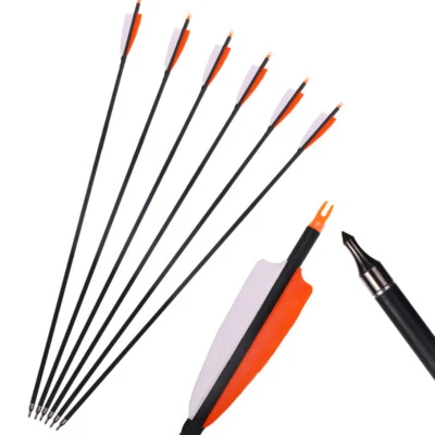 6x 30 inch Carbon Arrows 4'' Real Fletching Feather Bow Hunting Archery - Image 1 of 4