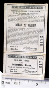 Illinois Central Railroad Ticket 1915 Mailand nach Medina Tennessee Ticketanspruch - Bild 1 von 4