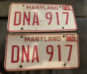 1980 Maryland passendes Nummernschild DNA 917 - Bild 1 von 2