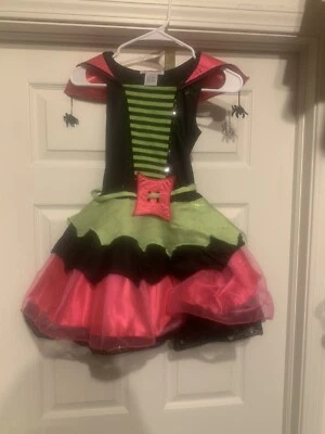 Princess Paradise Witch Costume Hot Pink & Neon Green Child Size L 10 Dress Only - Image 1 of 3
